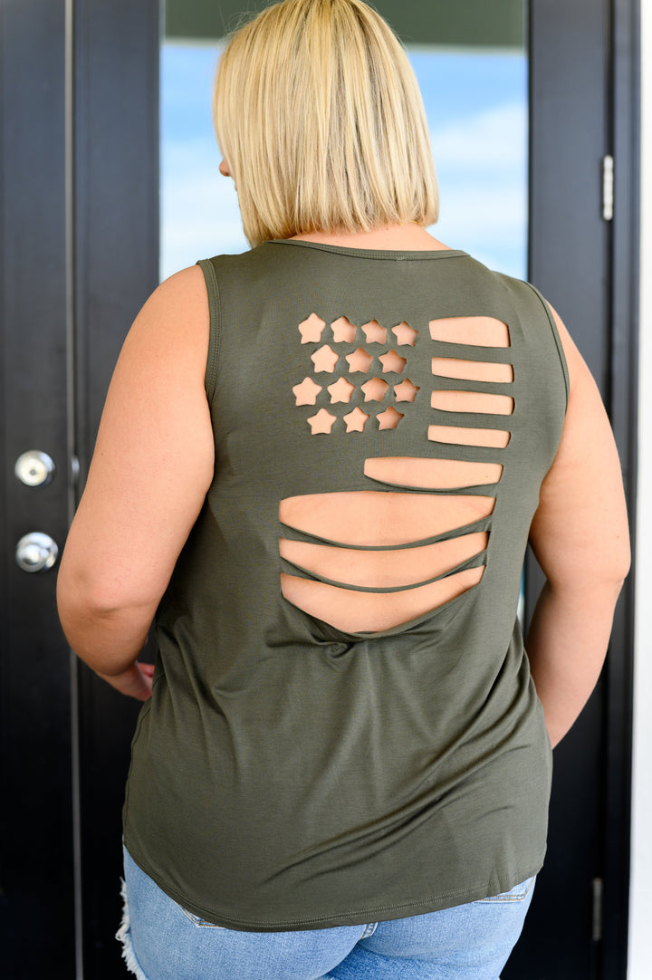 Land of the Free Tank in Olive - 5/4