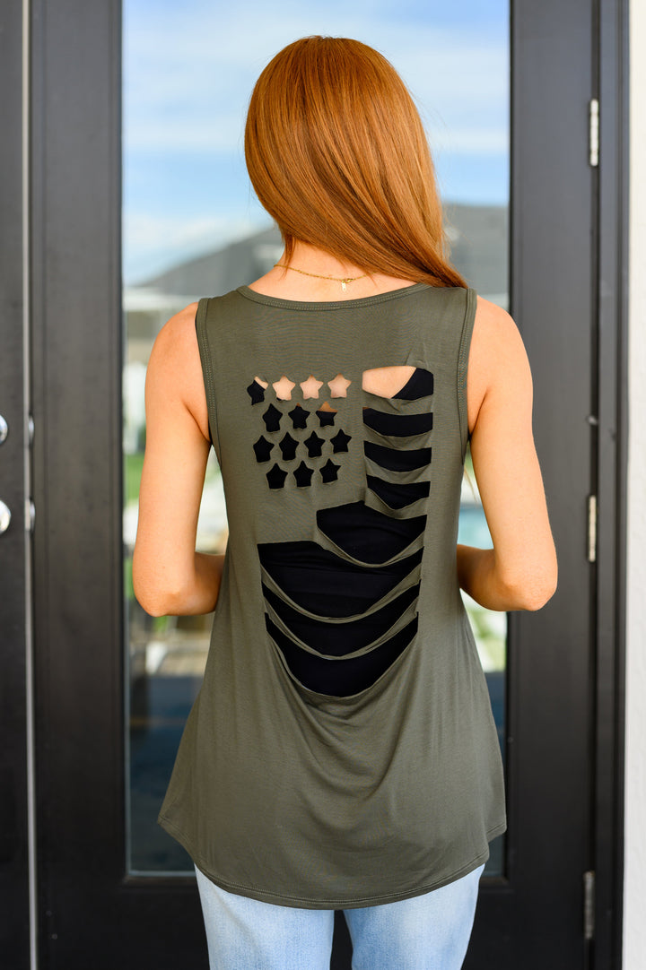 Land of the Free Tank in Olive - 5/4