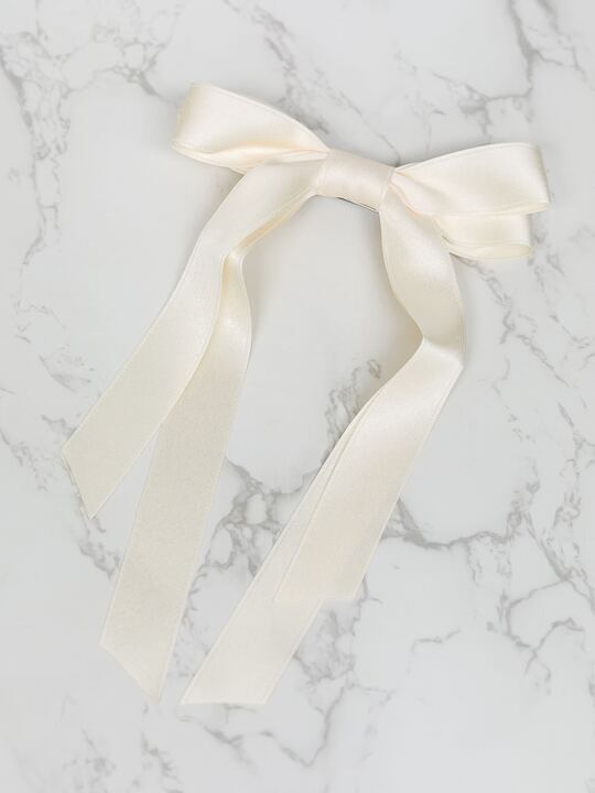 Satin Ribbon Hair Clip - Large/Cream