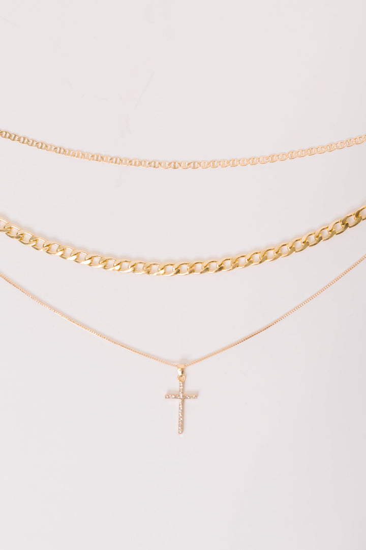Layered Faith Necklace in Gold - 12/15