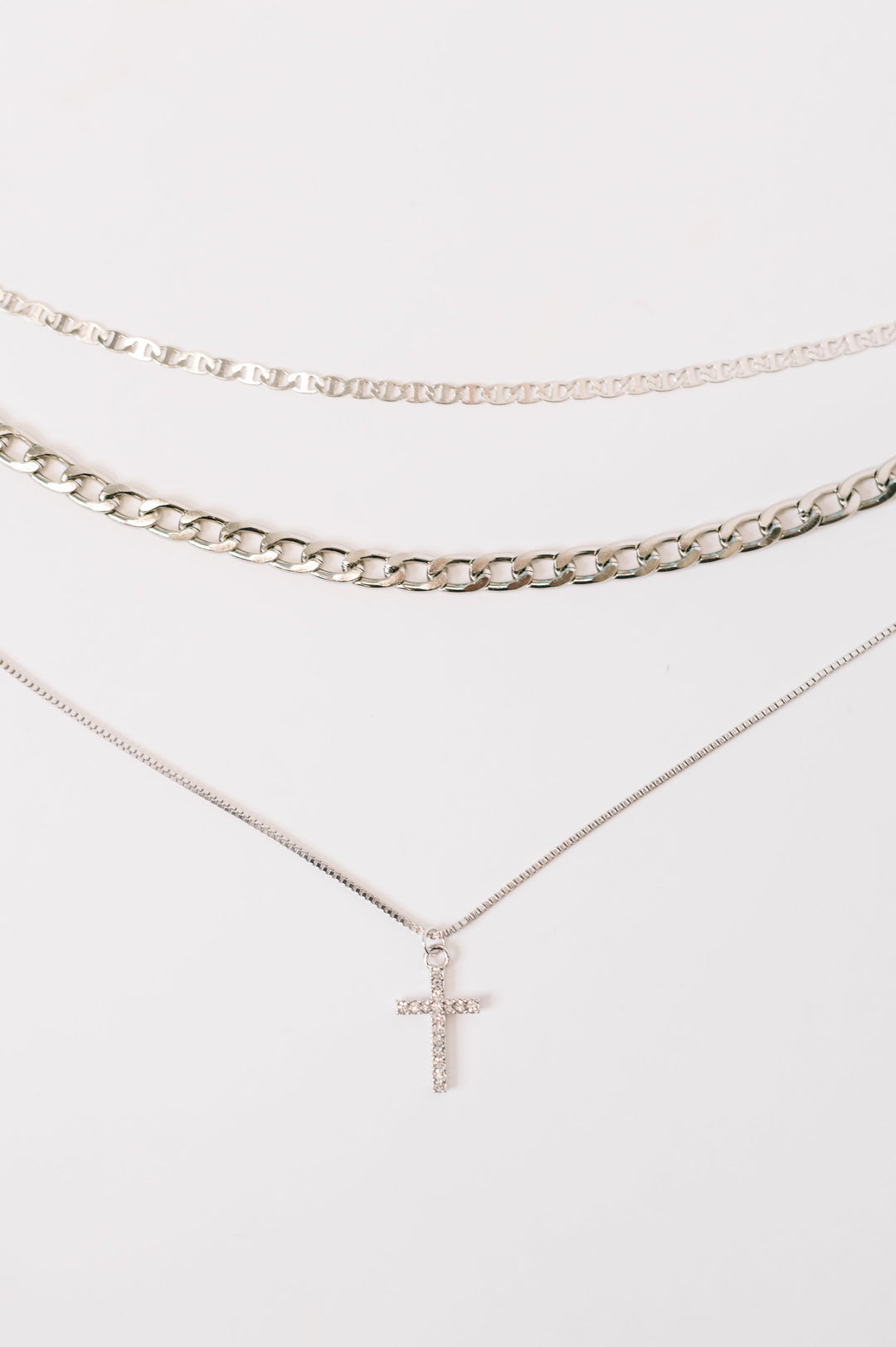 Layered Faith Necklace in Silver - 12/15