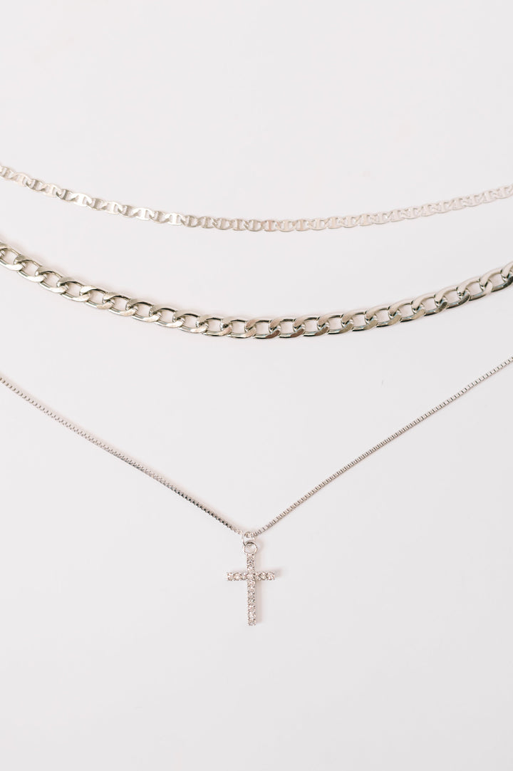 Layered Faith Necklace in Silver - 12/15