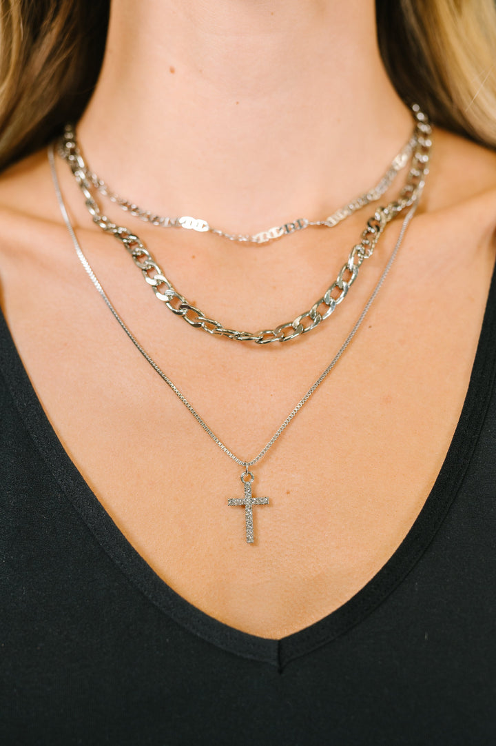 Layered Faith Necklace in Silver - 12/15