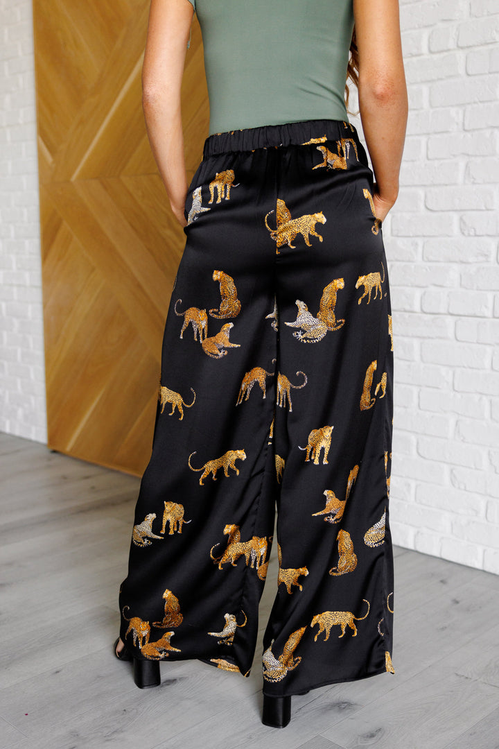 Legendary in Leopard Satin Wide Leg Pants - 4/27