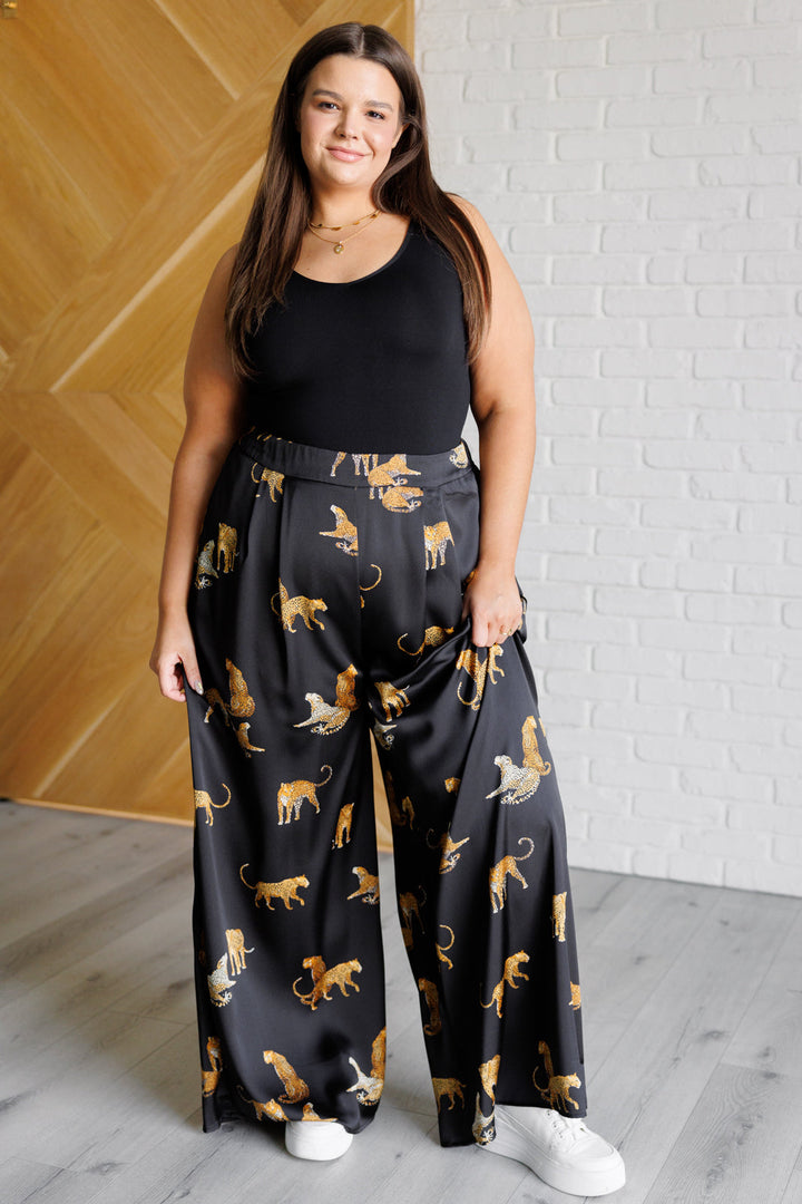 Legendary in Leopard Satin Wide Leg Pants - 4/27