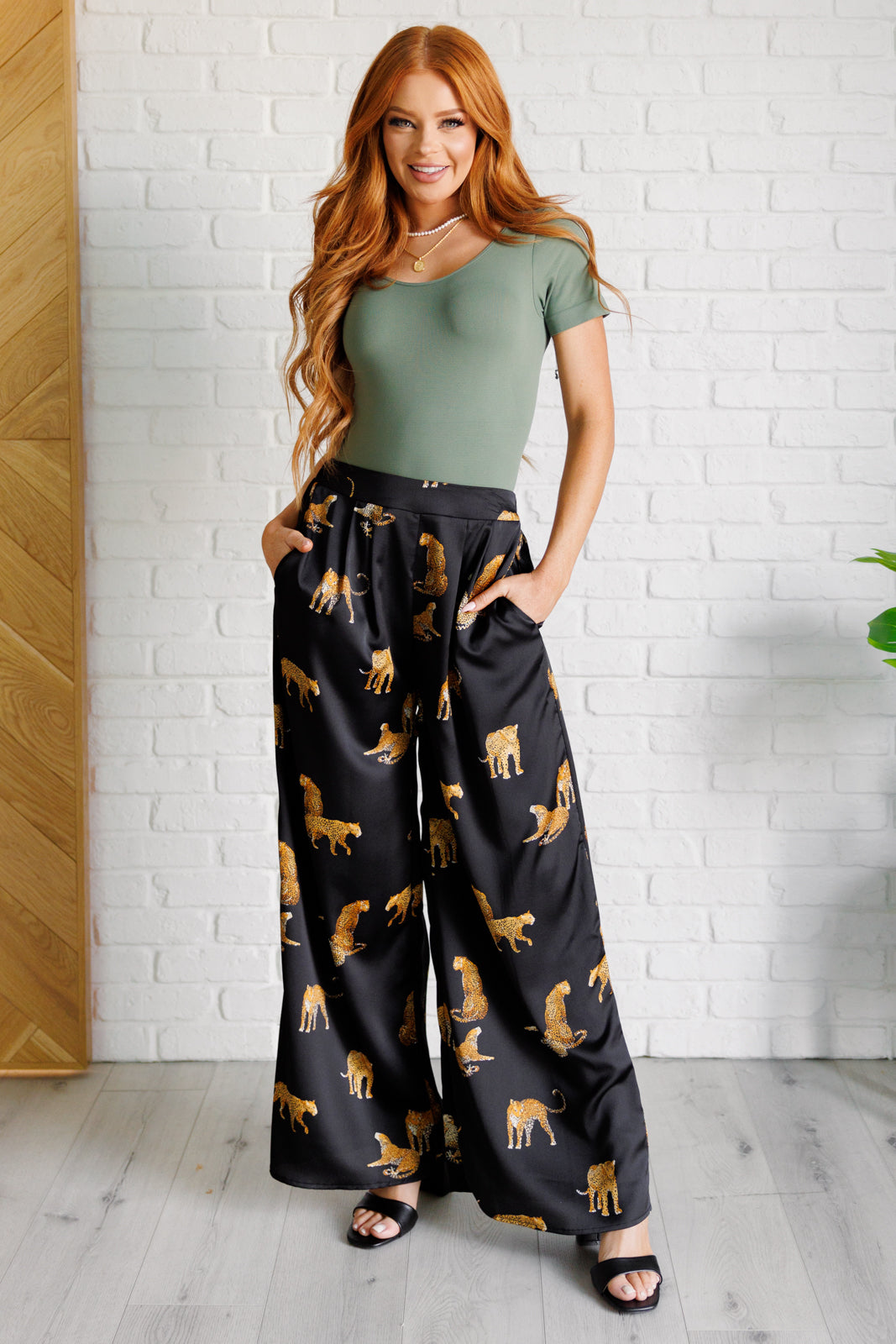 Legendary in Leopard Satin Wide Leg Pants - 4/27