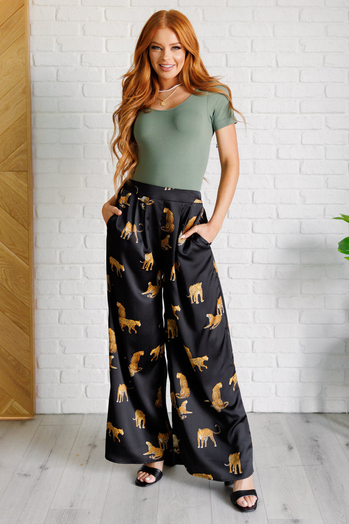 Legendary in Leopard Satin Wide Leg Pants - 4/27