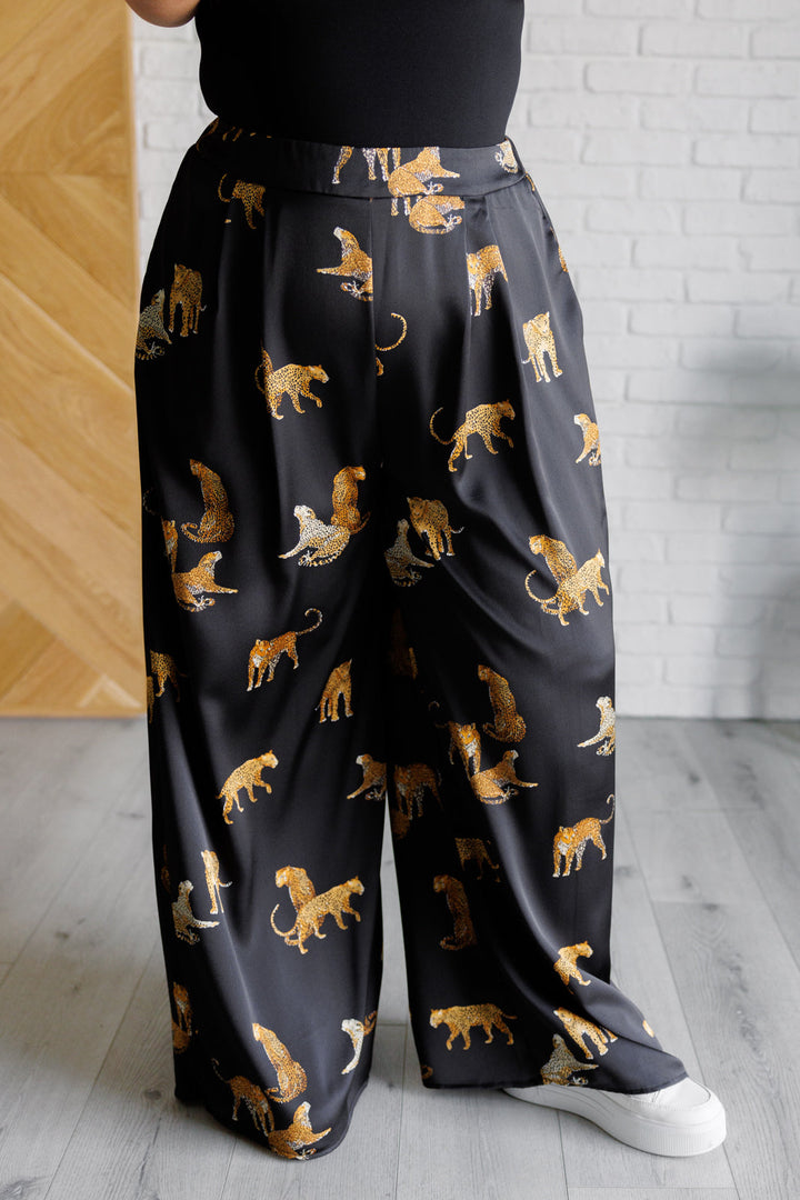 Legendary in Leopard Satin Wide Leg Pants - 4/27
