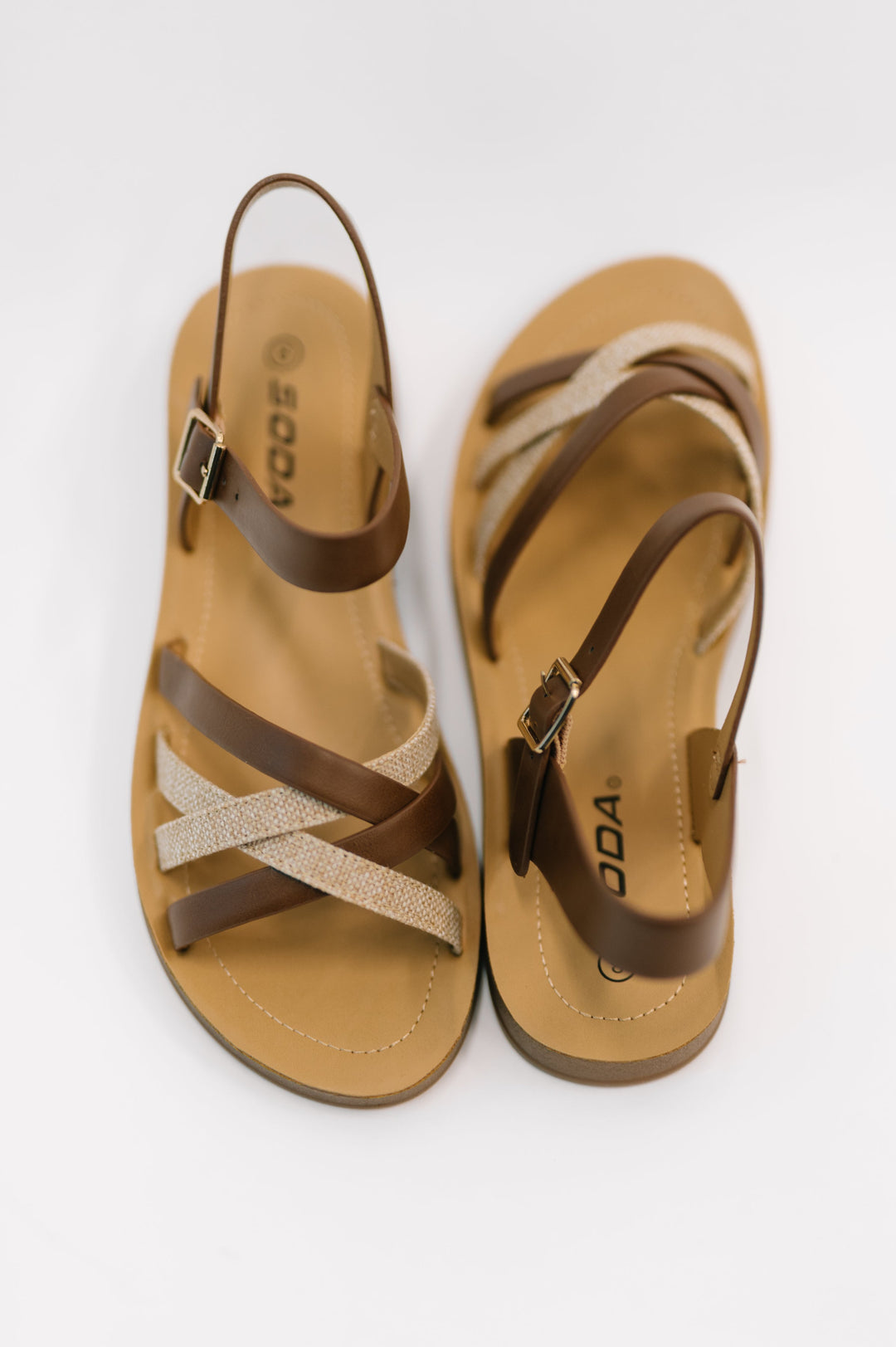 Lev Round Toe Ankle Strap Sandals in Tan - 4/27
