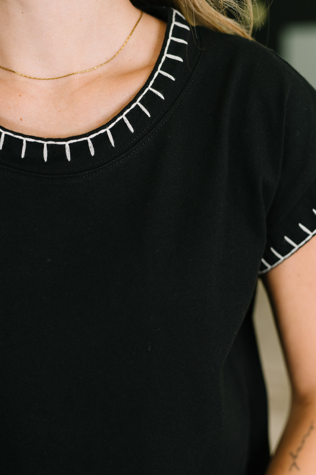 Little Details Trim Detail Top in Black - 7/28