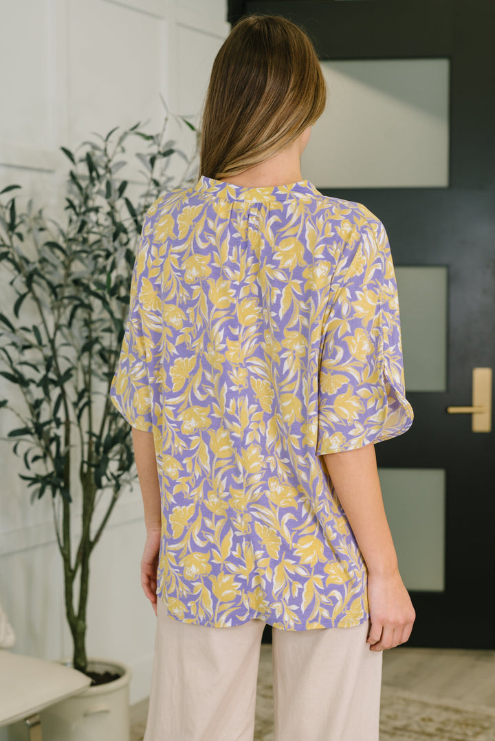 Lizzy Breeze Top in Purple and Yellow Floral - 5/11