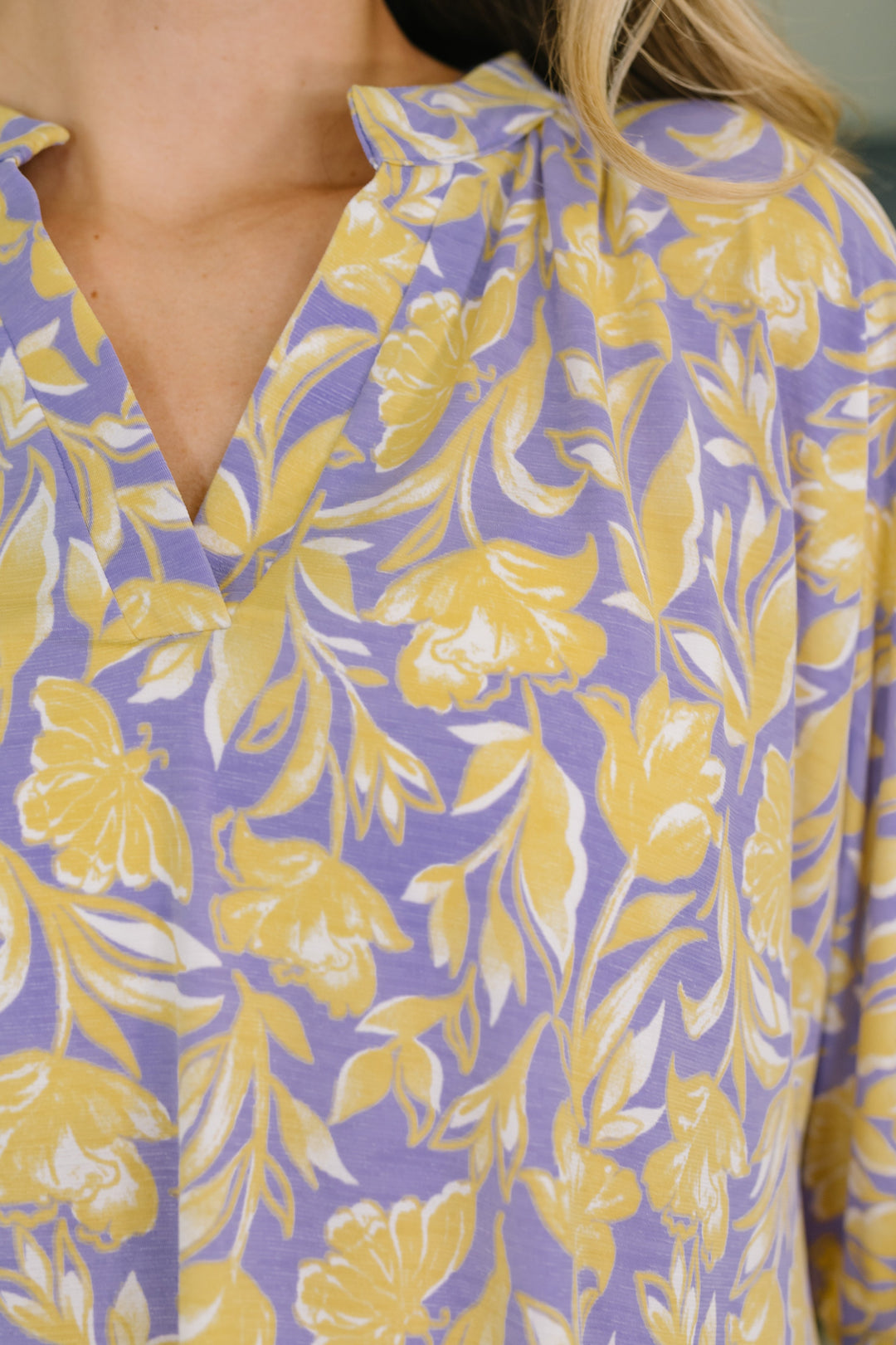 Lizzy Breeze Top in Purple and Yellow Floral - 5/11