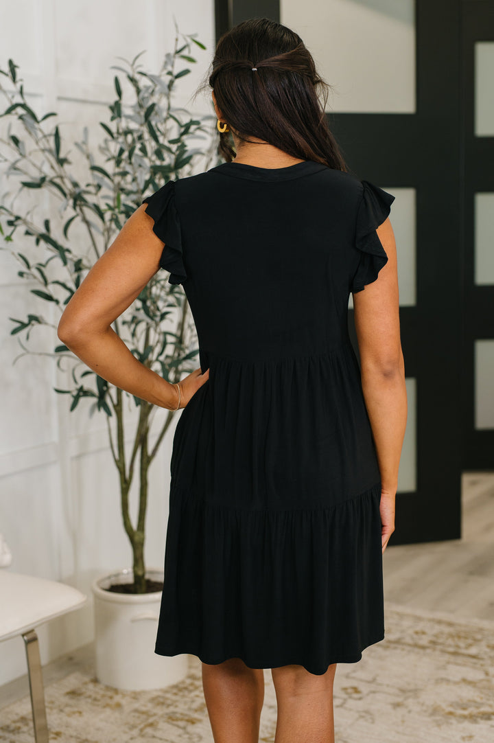 Lizzy Forever Flutter Sleeve Dress in Black - 4/14