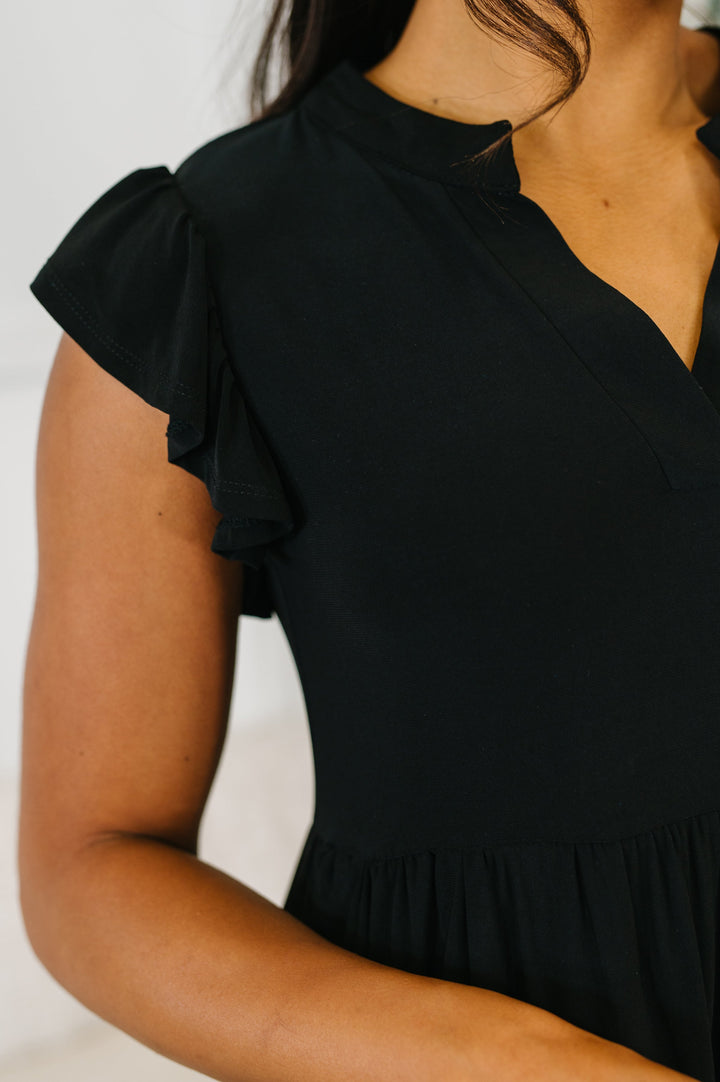Lizzy Forever Flutter Sleeve Dress in Black - 4/14