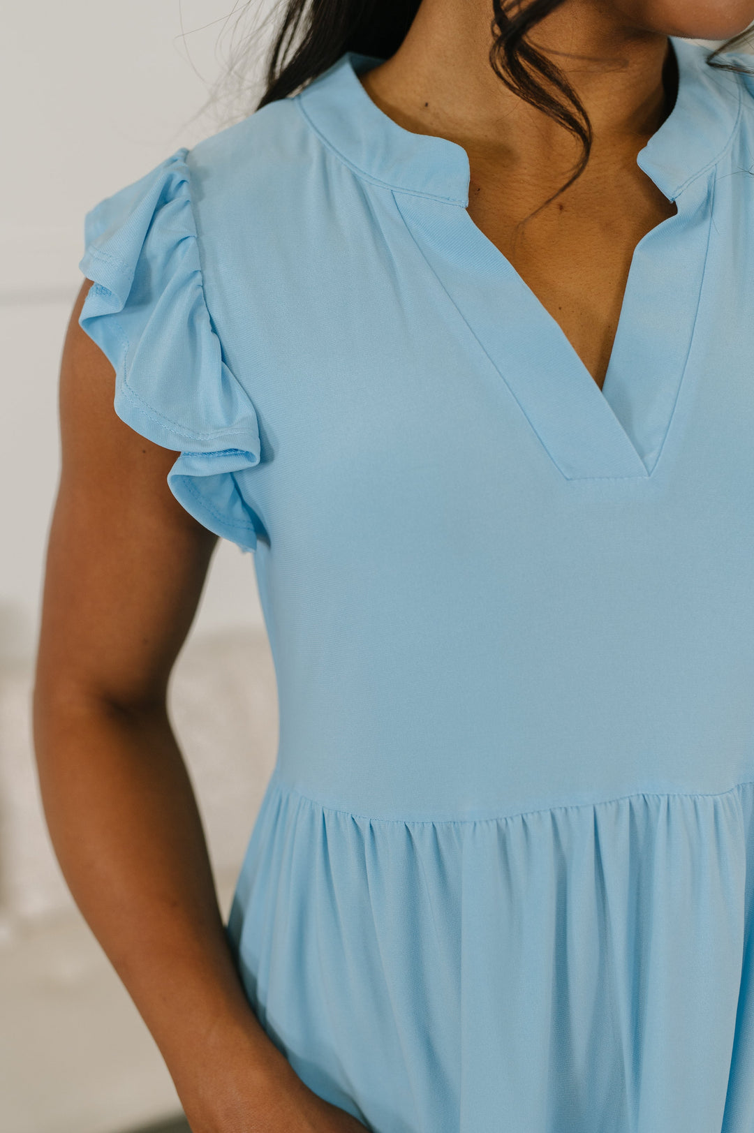 Lizzy Forever Flutter Sleeve Dress in Blue Crush - 4/14