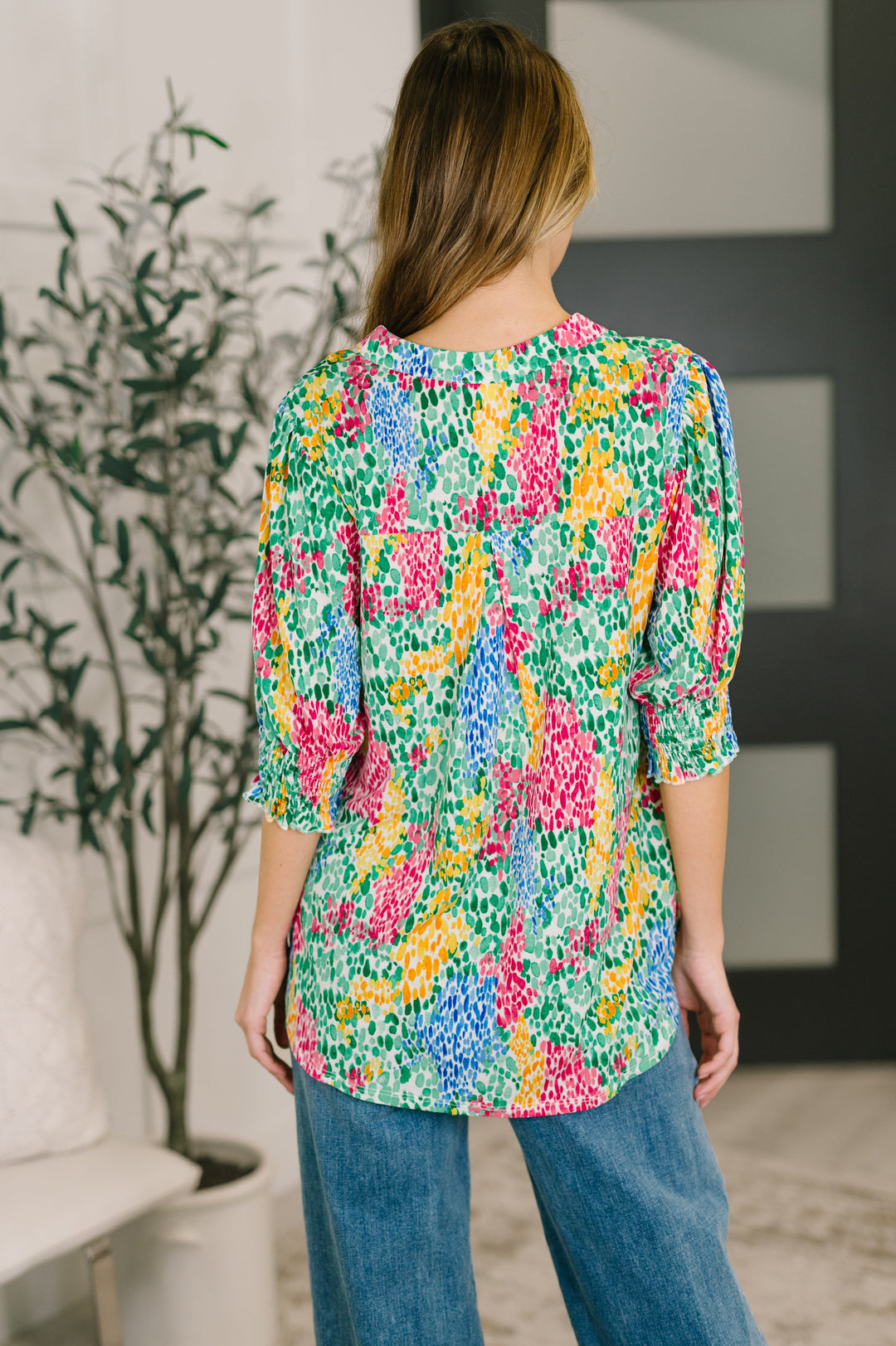 Lizzy Smock Top in Light Multi Painted - 3/9