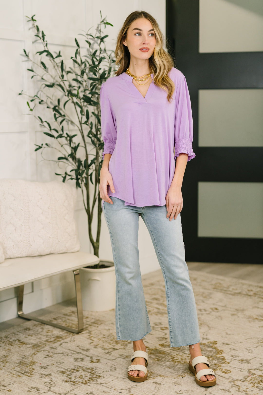 Lizzy Smock Top in Orchid Bloom - 3/6