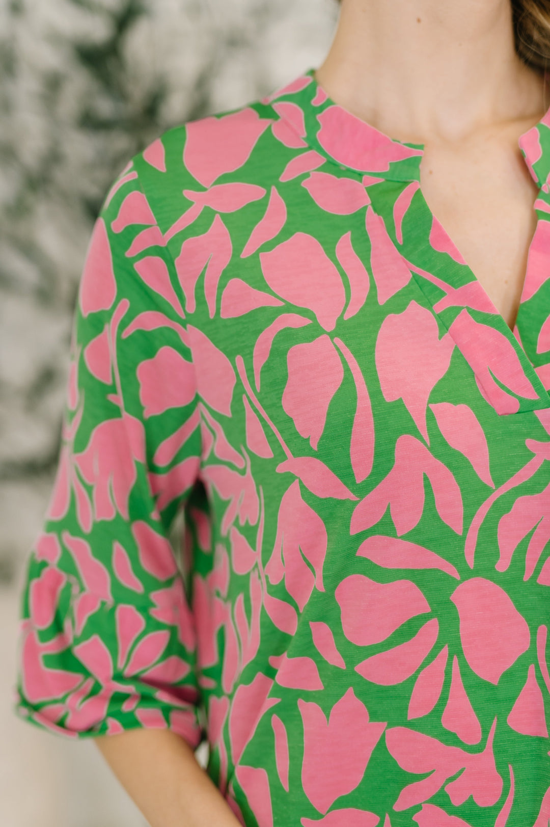 Lizzy Sunday Dress in Emerald Abstract Floral - 3/3