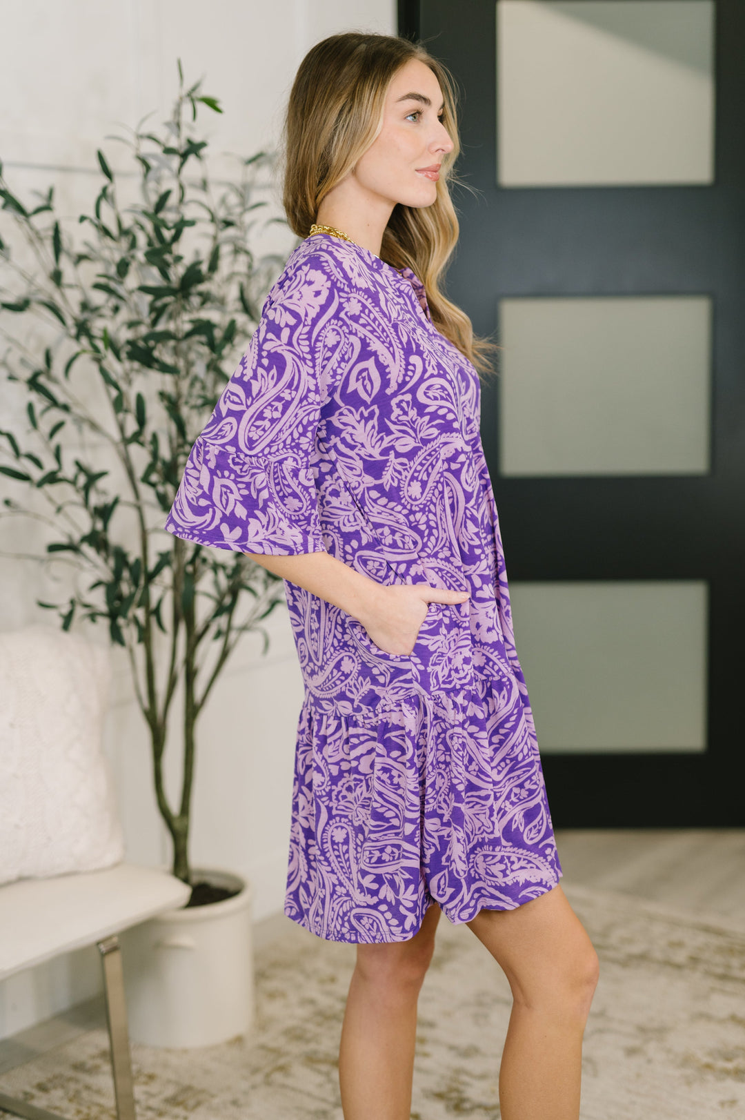 Lizzy Sunday Dress in Purple Paisley - 3/3