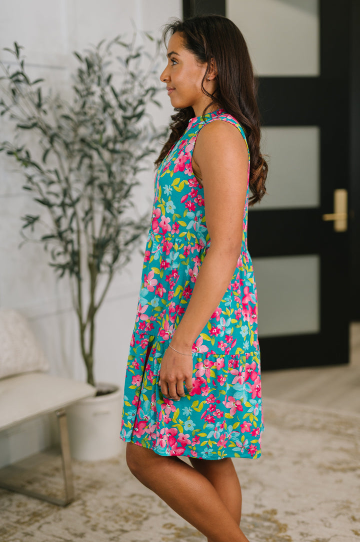 Lizzy Three Tier Tank Dress in Large Ditsy Floral - 5/8