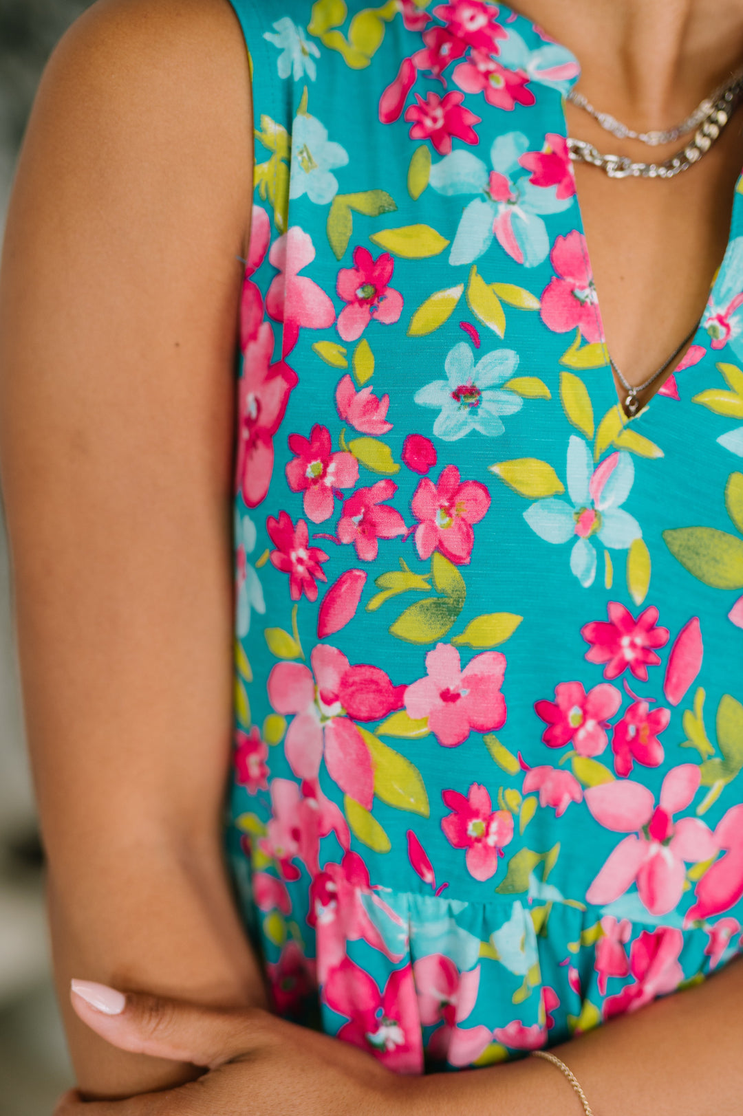 Lizzy Three Tier Tank Dress in Large Ditsy Floral - 5/8