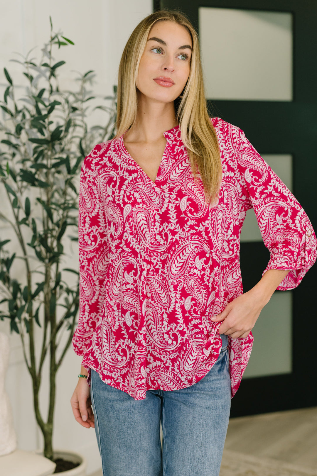 Lizzy Top in Pink Paisley - 7/9