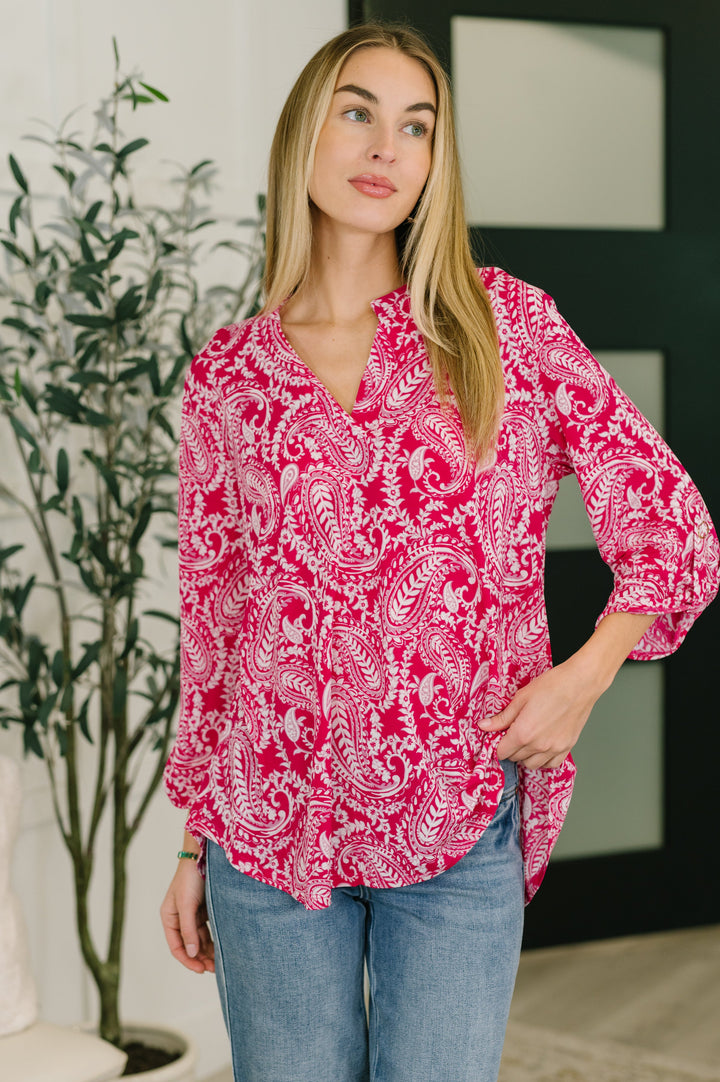Lizzy Top in Pink Paisley - 7/9