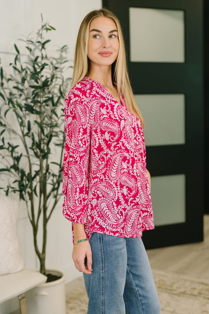 Lizzy Top in Pink Paisley - 7/9