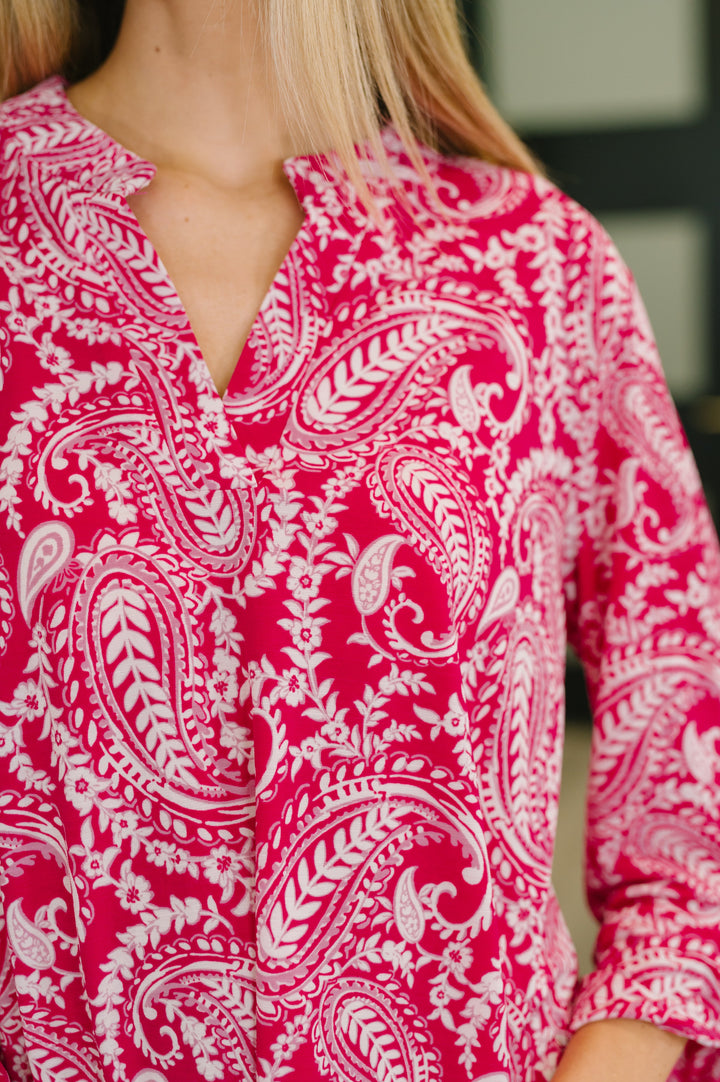Lizzy Top in Pink Paisley - 7/9