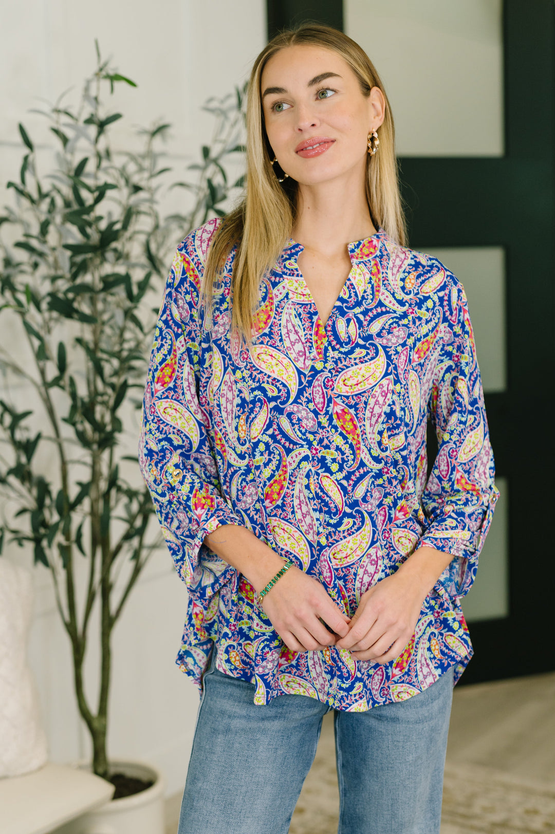 Lizzy Top in Royal Blue Paisley - 7/27