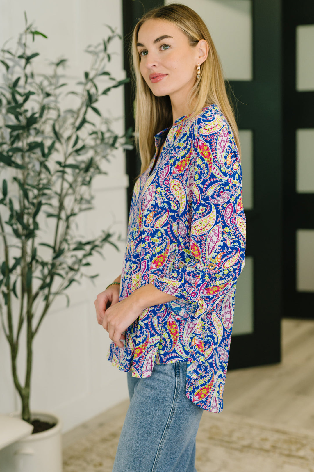 Lizzy Top in Royal Blue Paisley - 7/27