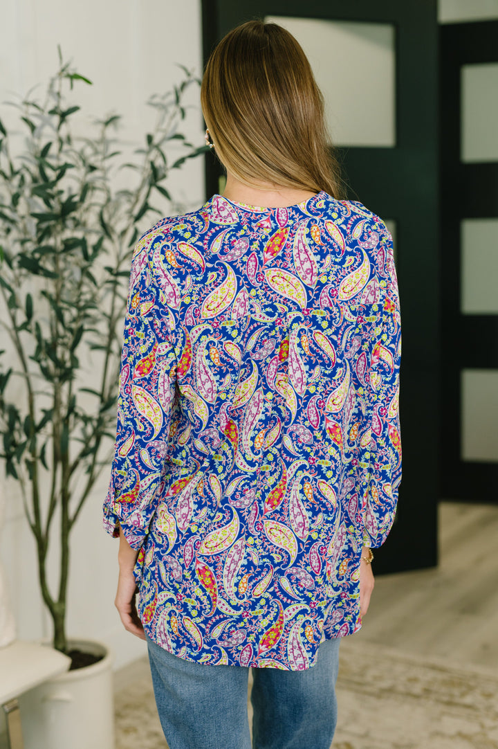 Lizzy Top in Royal Blue Paisley - 7/27