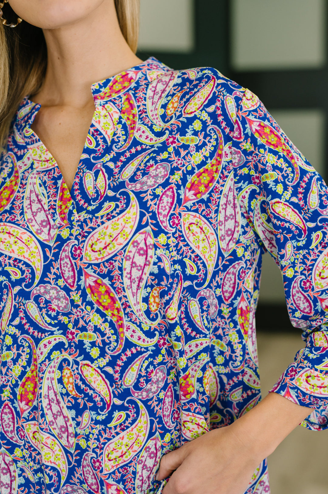 Lizzy Top in Royal Blue Paisley - 7/27