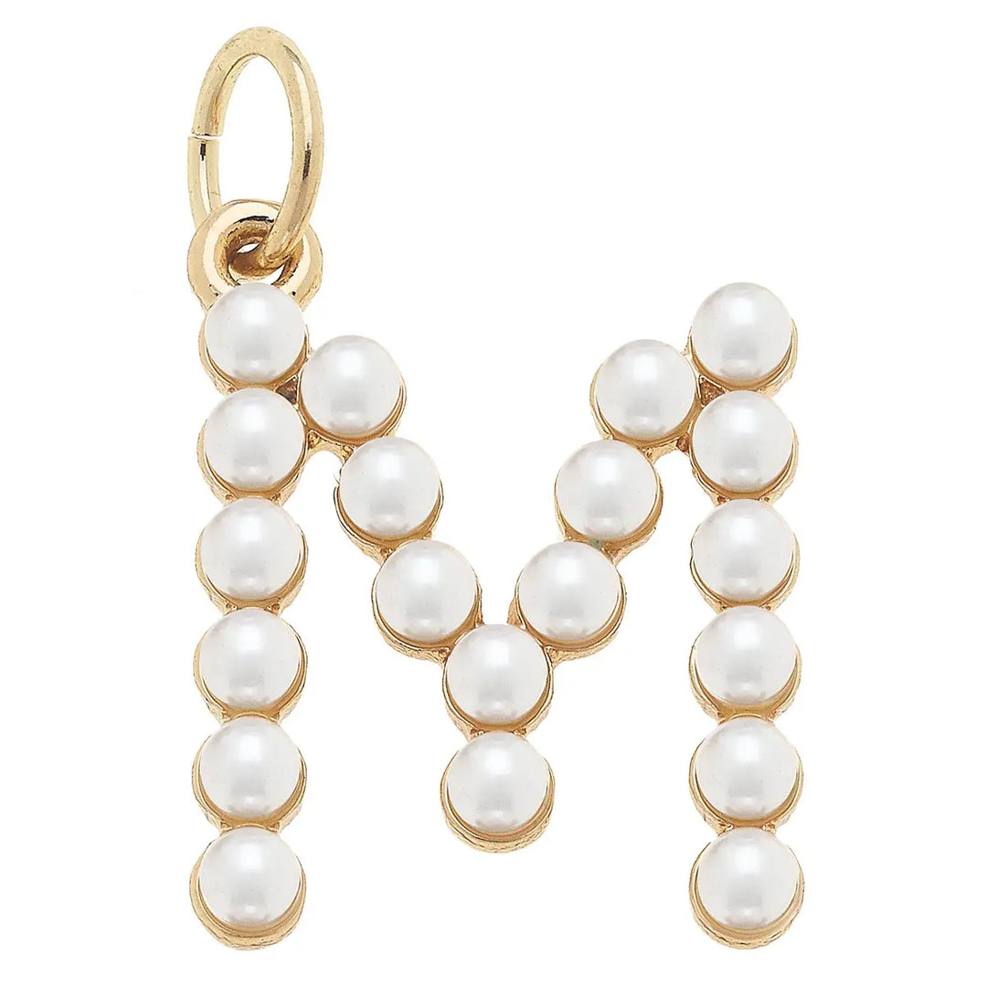 Pearl-Studded Letter Charm in Ivory By Canvas