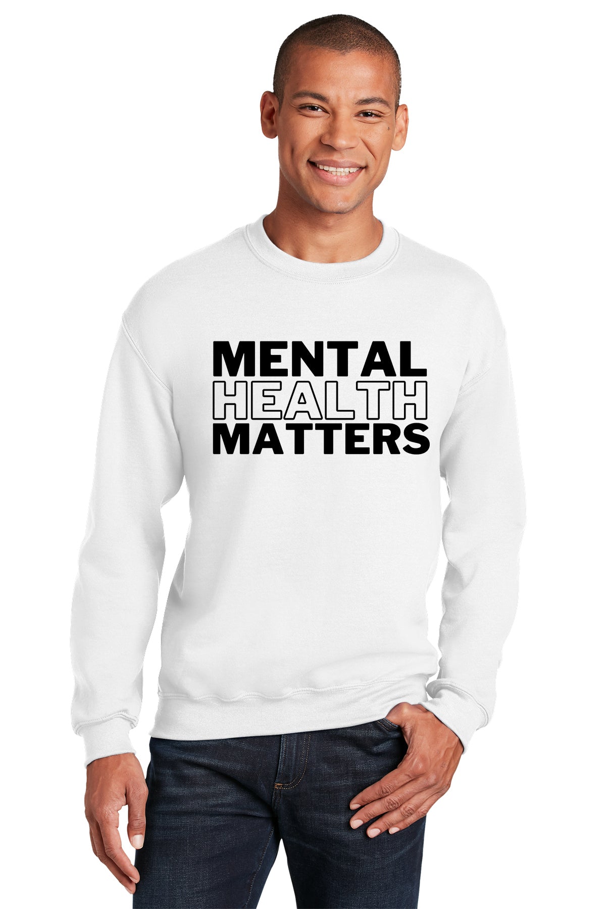 'Mental Health Matters' Block Printed Graphic Sweatshirt: Prep Obsessed x Weather With Lauren (Ships in 2-3 Weeks)