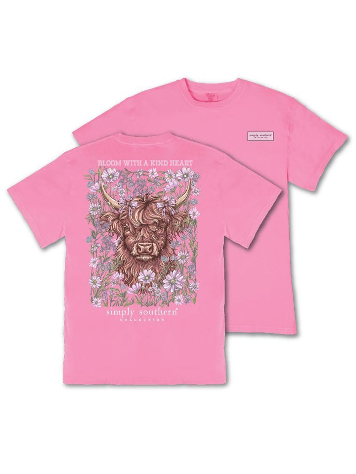 *JUNE MARKET: Bloom With a Kind Heart Heifer Cow Short Sleeve Tee by Simply Southern (Ships Late July)