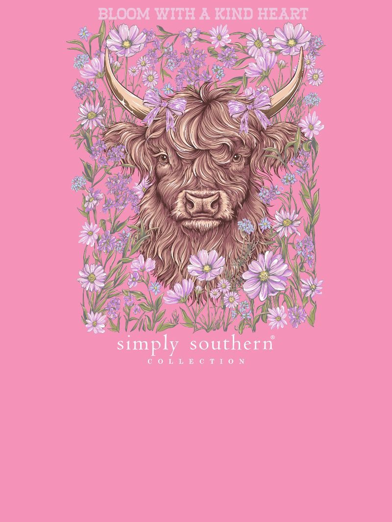 *JUNE MARKET: Bloom With a Kind Heart Heifer Cow Short Sleeve Tee by Simply Southern (Ships Late July)