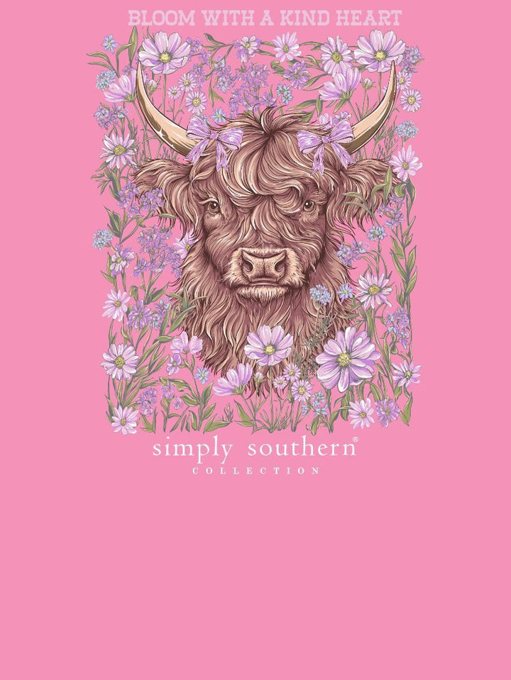 *JUNE MARKET: Bloom With a Kind Heart Heifer Cow Short Sleeve Tee by Simply Southern (Ships Late July)