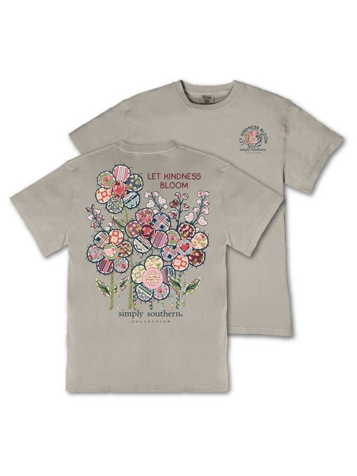 *JUNE MARKET: Let Kindness Bloom Floral Patchwork Short Sleeve Tee by Simply Southern (Ships Late August)