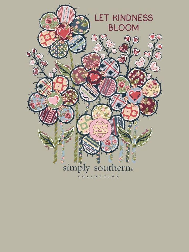*JUNE MARKET: Let Kindness Bloom Floral Patchwork Short Sleeve Tee by Simply Southern (Ships Late August)
