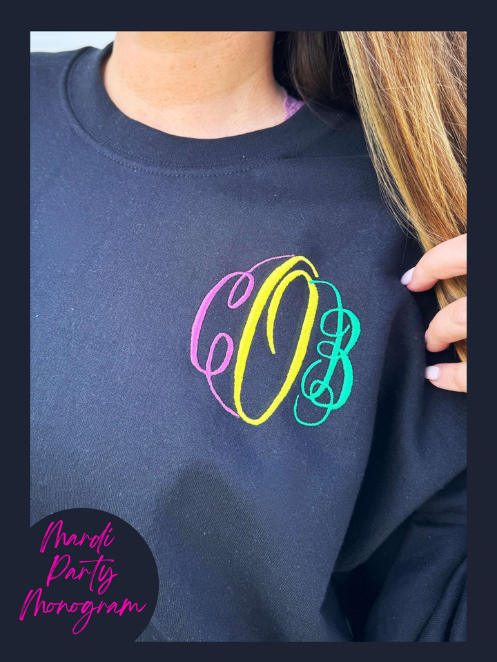 by PrepO: Custom Mardi Party Monogram Sweatshirt by Prep Obsessed (Ships in 2-3 Weeks)