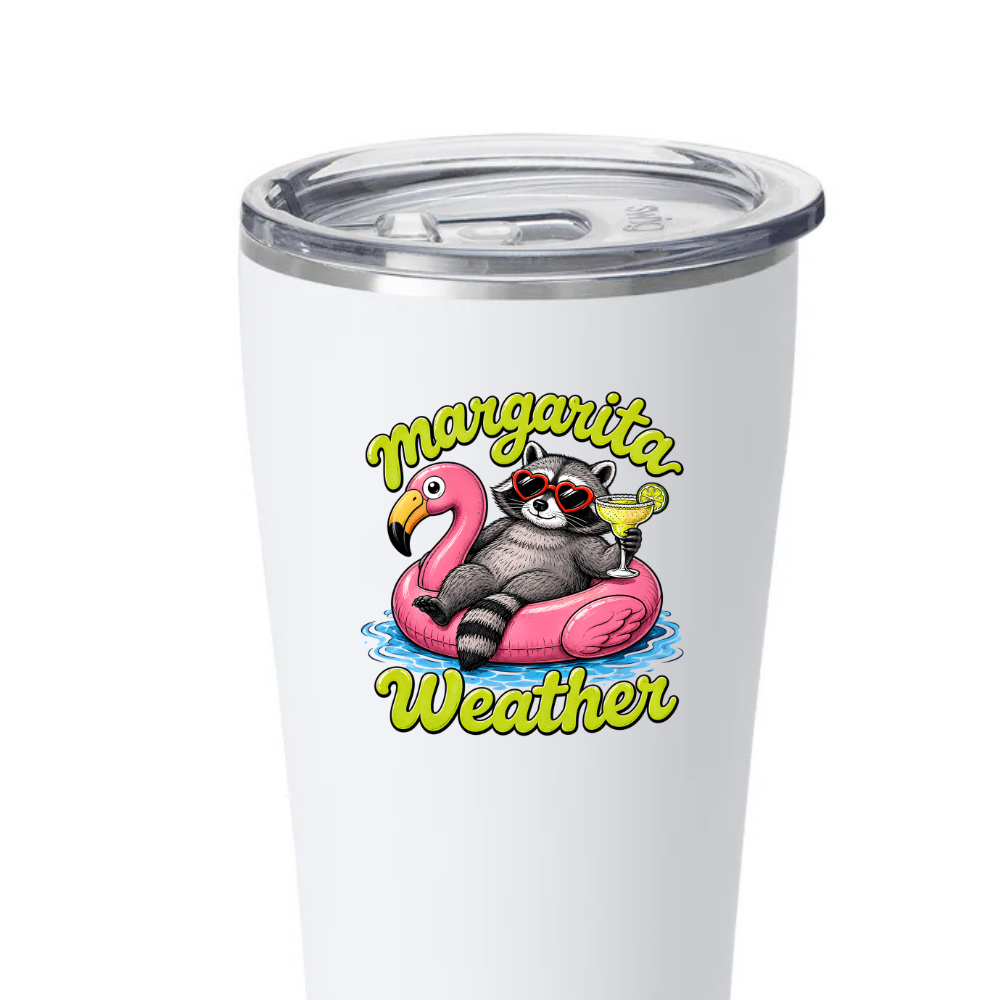 by PrepO: Margarita Weather Raccoon Flamingo Float Decal (Ships in 2-3 Weeks)