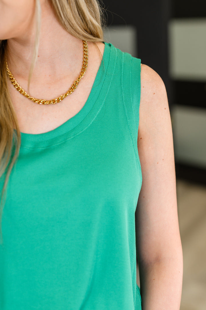 Mellow Muse Relaxed Knit Tank in Emerald - 6/4