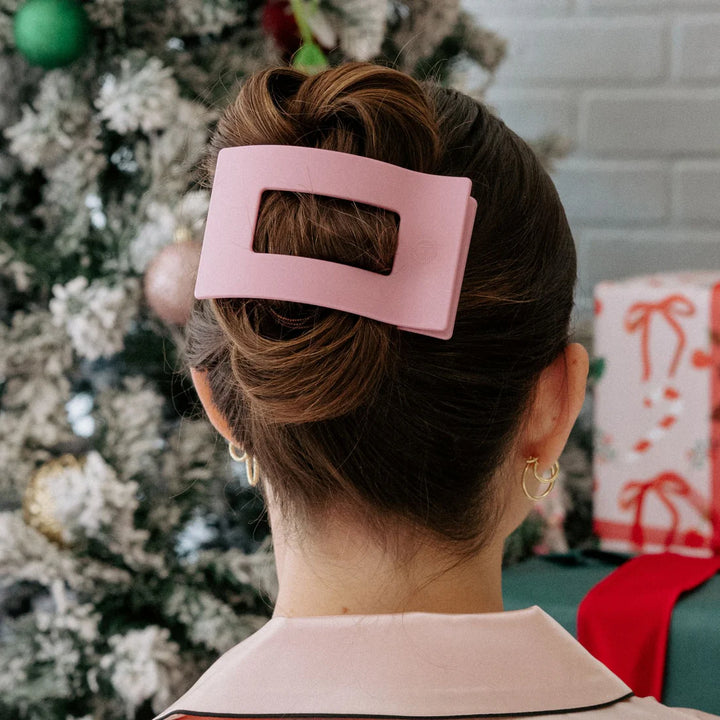 Large Teleties Flat Rectangle Clip - Merry Pinkmas