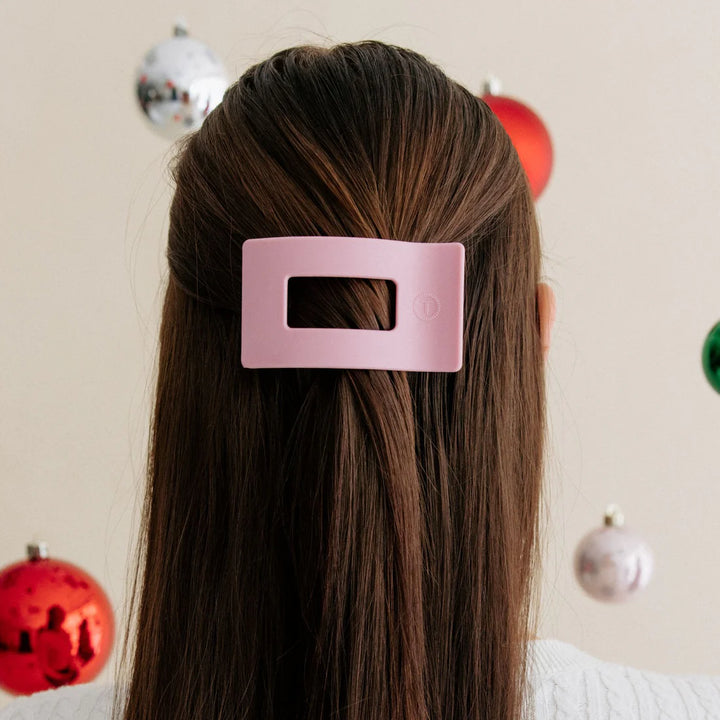 Medium Teleties Flat Rectangle Clip - Merry Pinkmas