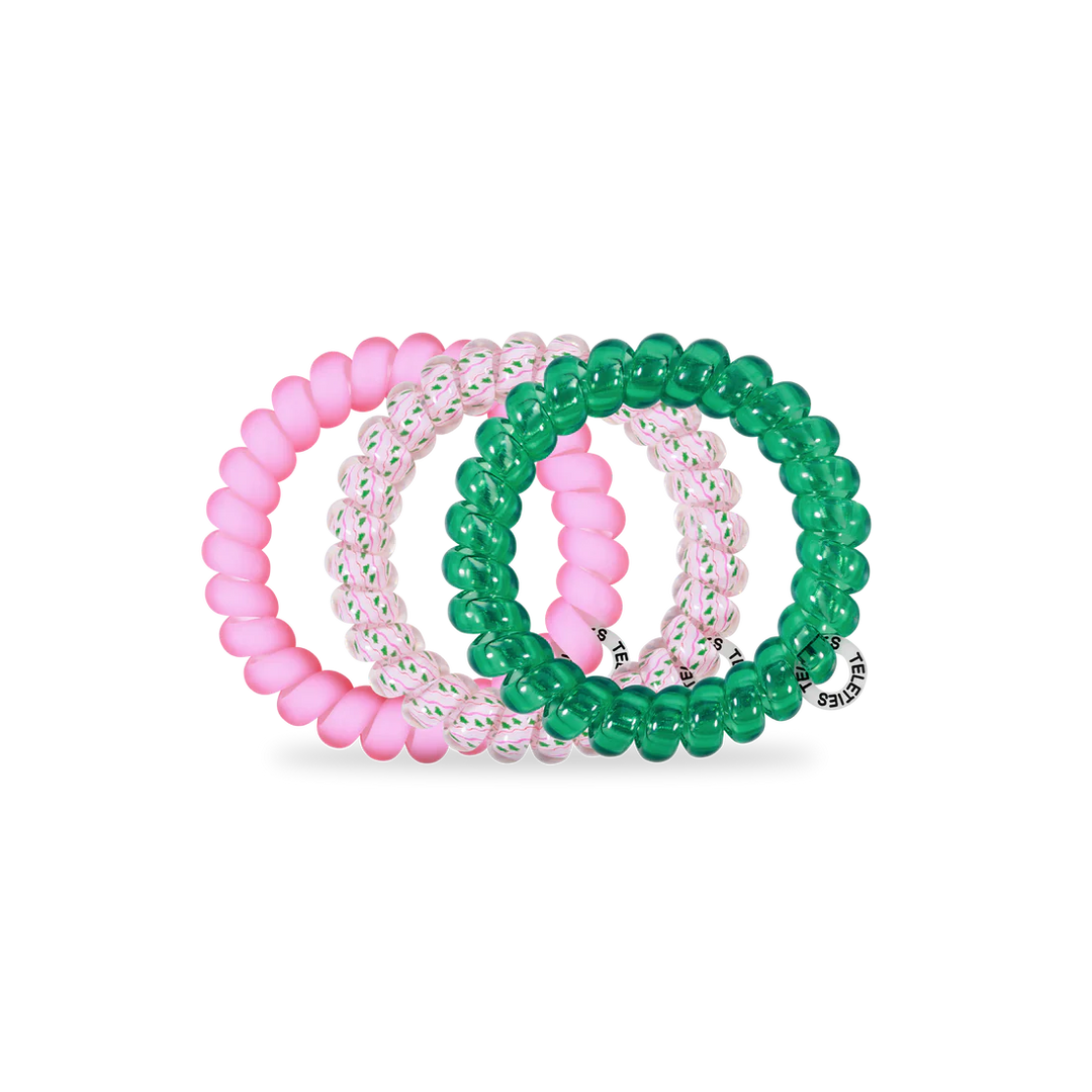 Teleties Hair Tie - Large Band Pack of 3 - Merry Pinkmas