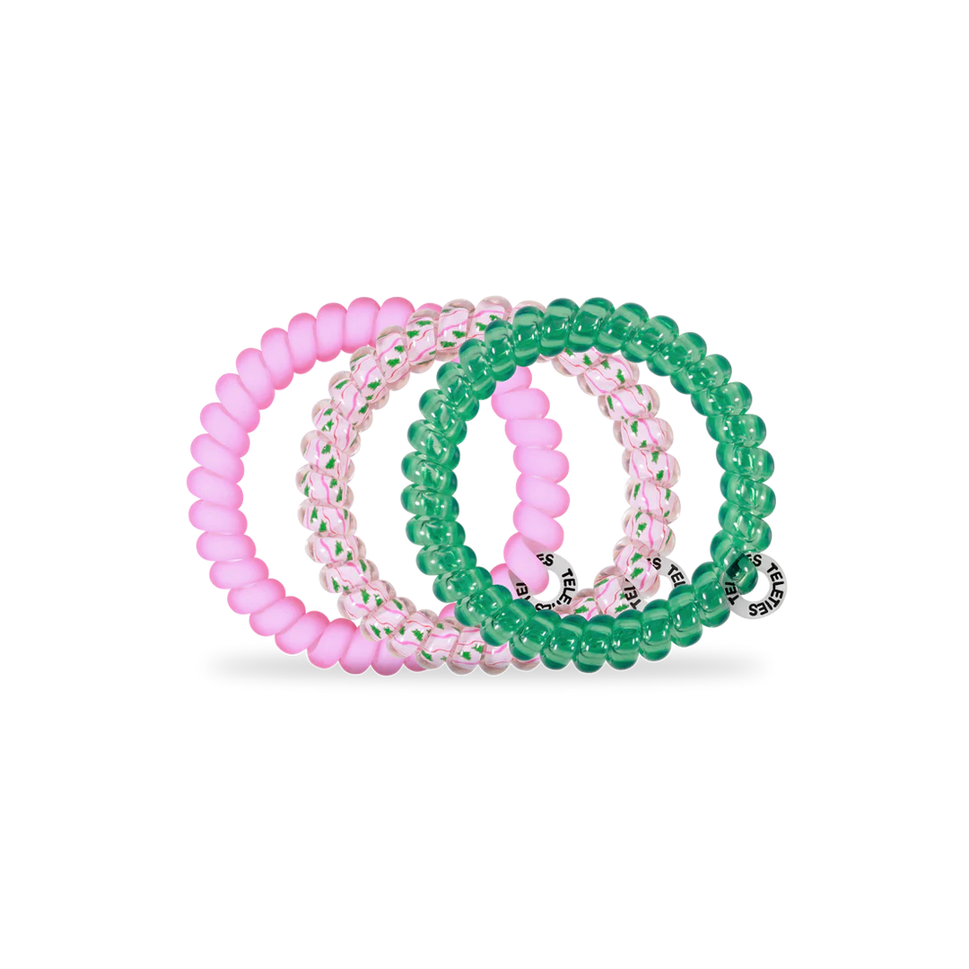 Teleties Hair Tie - Small Band Pack of 3 - Merry Pinkmas