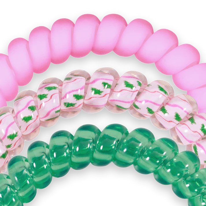 Teleties Hair Tie - Small Band Pack of 3 - Merry Pinkmas