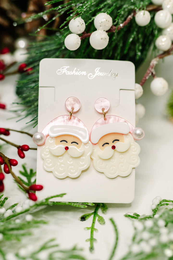 Merry in Pink Santa Dangle Earrings - 11/14