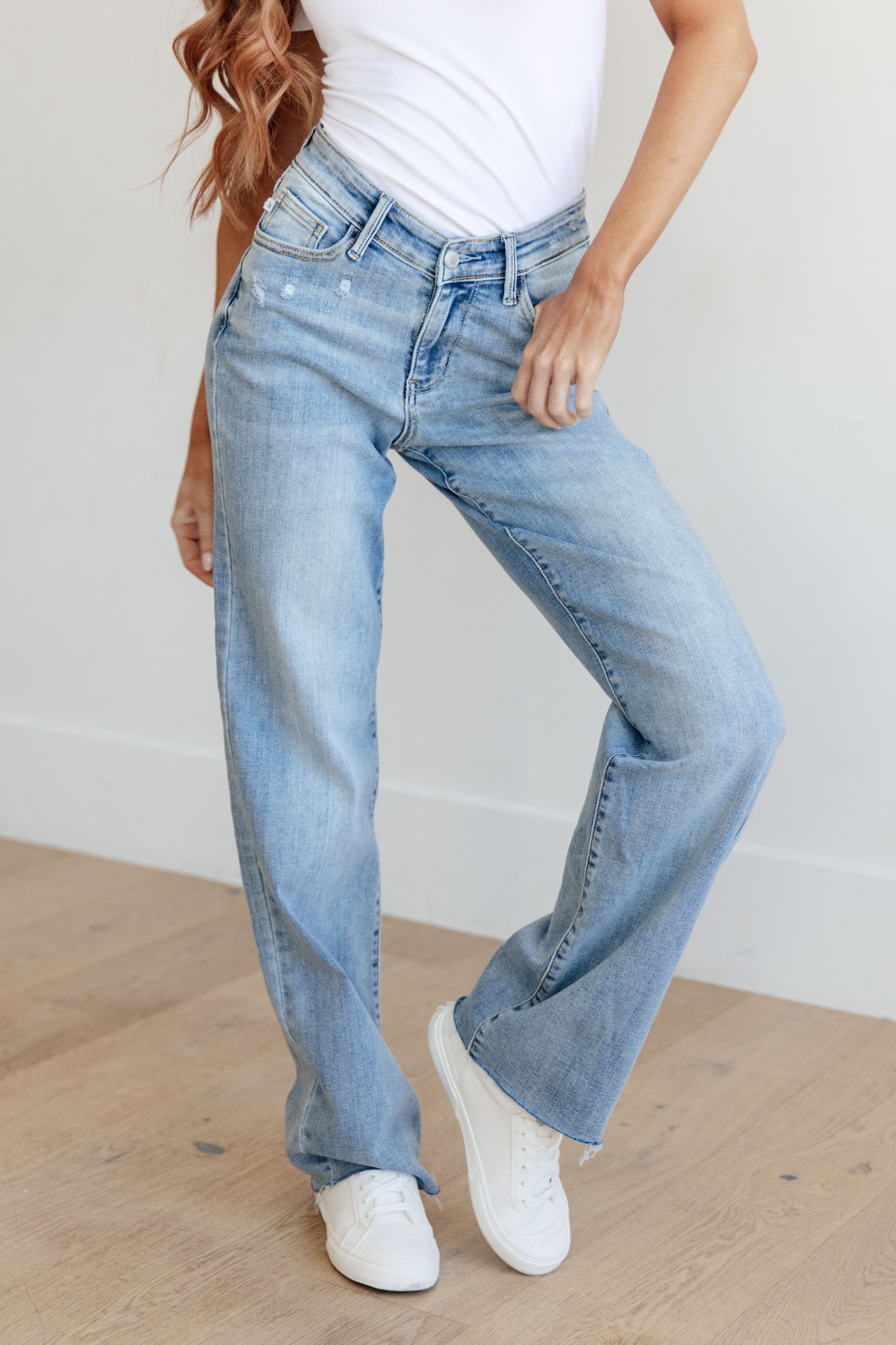 Mildred High Rise V Front Waistband Straight Jeans by Judy Blue